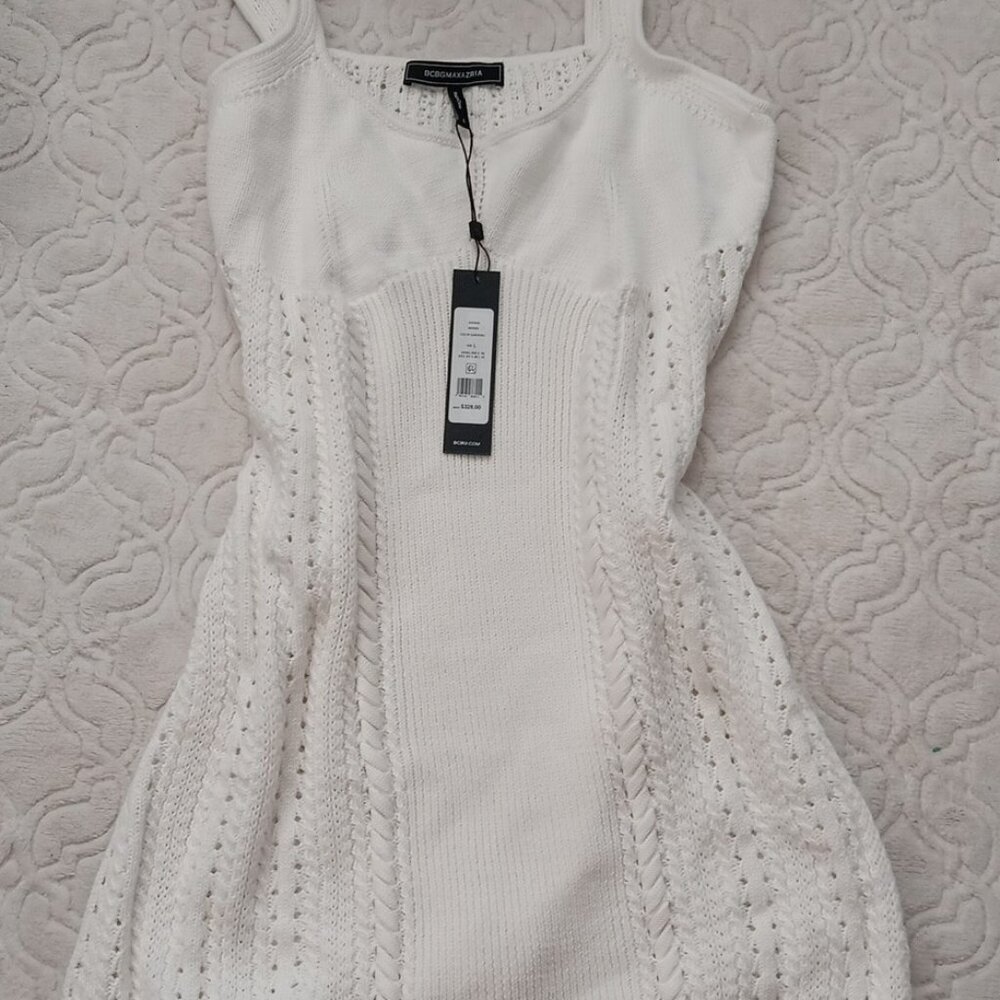 NWT - BCBGMAXAZRIA Womens Knitted Above Knee Size L White